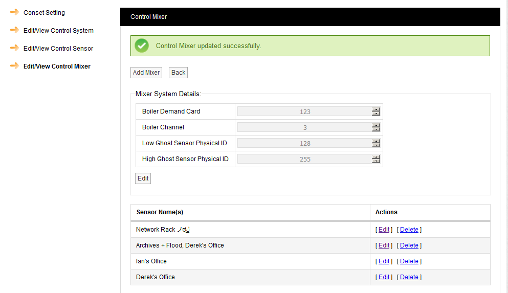 Conset Control Mixer Update Successfuul