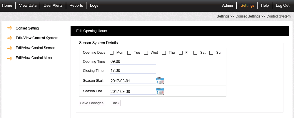 Conset Edit Control Settings 2