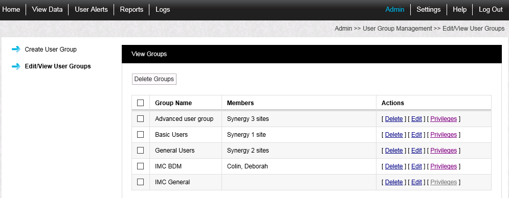 View User Groups