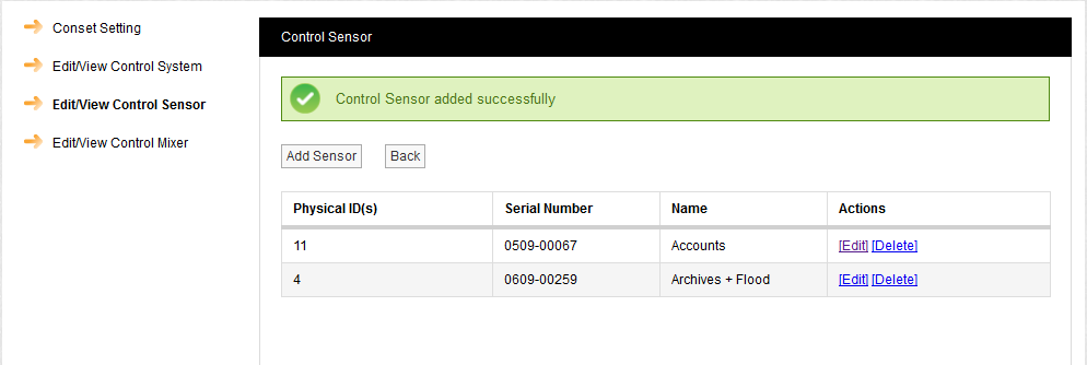 Control Sensor Added