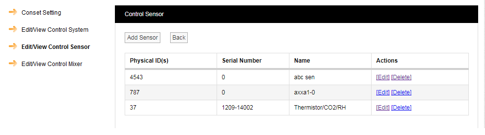 Conset Control Sensor Index