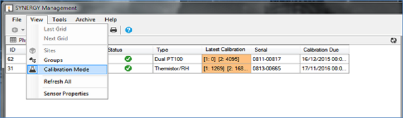Synergy Management - Calibration Mode