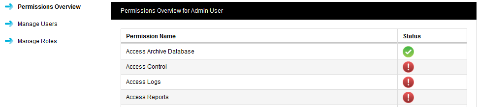 Figure 26 Permissions Overview