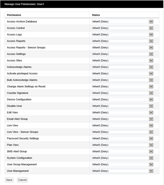 Manage User Permissions Window
