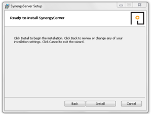 Ready to Install SynergyServer Setup