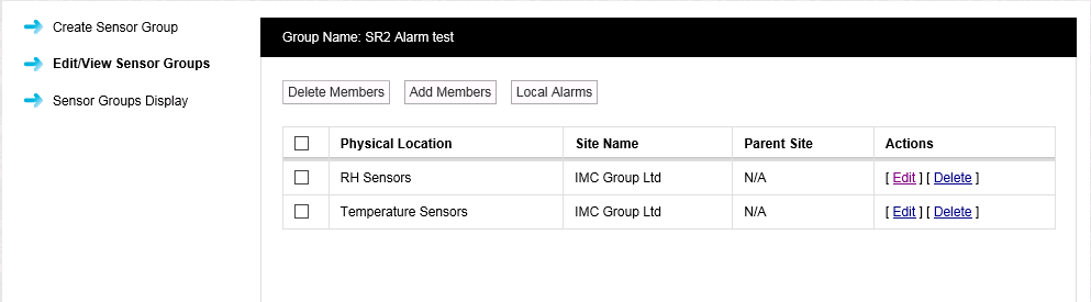 Sensor Group Edit