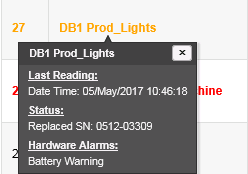 Sensor Acknowledge Popup