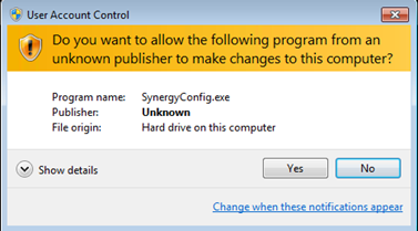 DB Configuration User Account Control