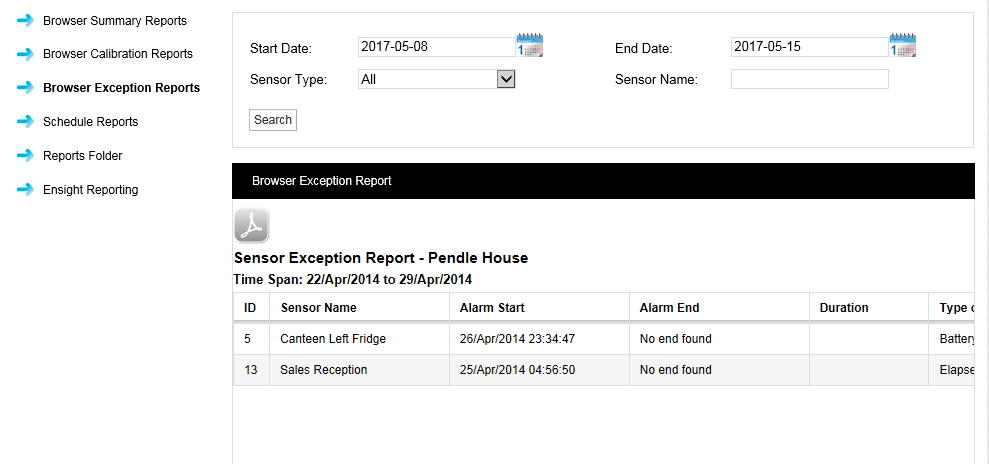Browser Exception Report Generated