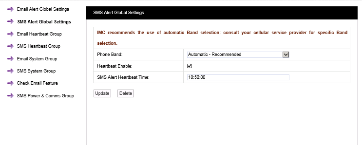 SMS Alert Gobal Settings