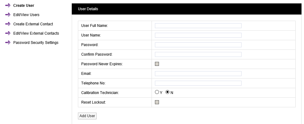 User Details Window
