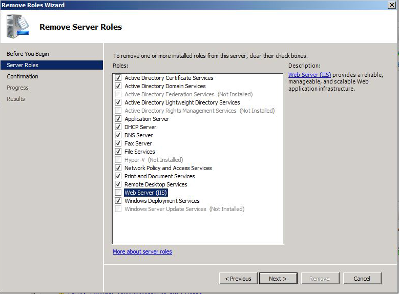 Windows 8 12 Turn Off IIS