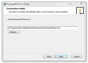 SynergySR2Service Setup Destination Folder