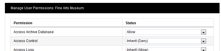 Archive Manage User Permissions