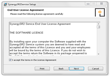 SynergySR2ServiceSetup EULA