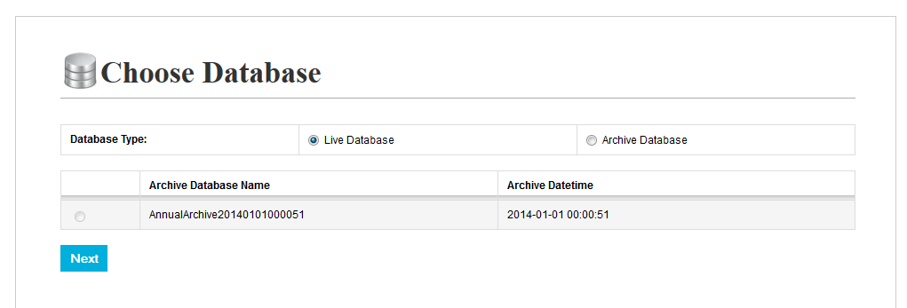 Archive Choose Database