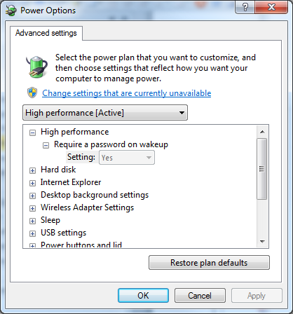 Power Options USB Suspend Disable Procedure