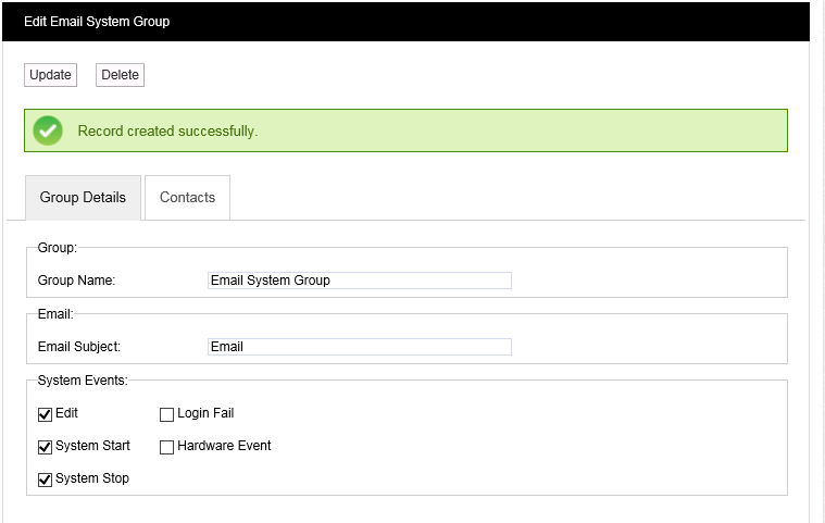 Email System Group Successful