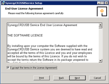 SynergyCR2USBService EULA