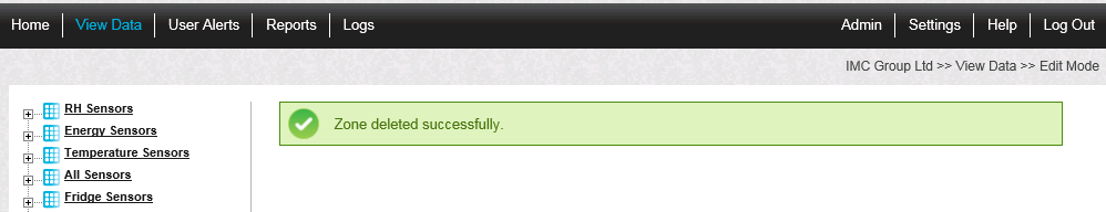 Zone Deleted Successfully