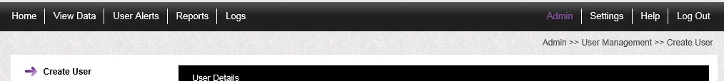 Admin menu bar